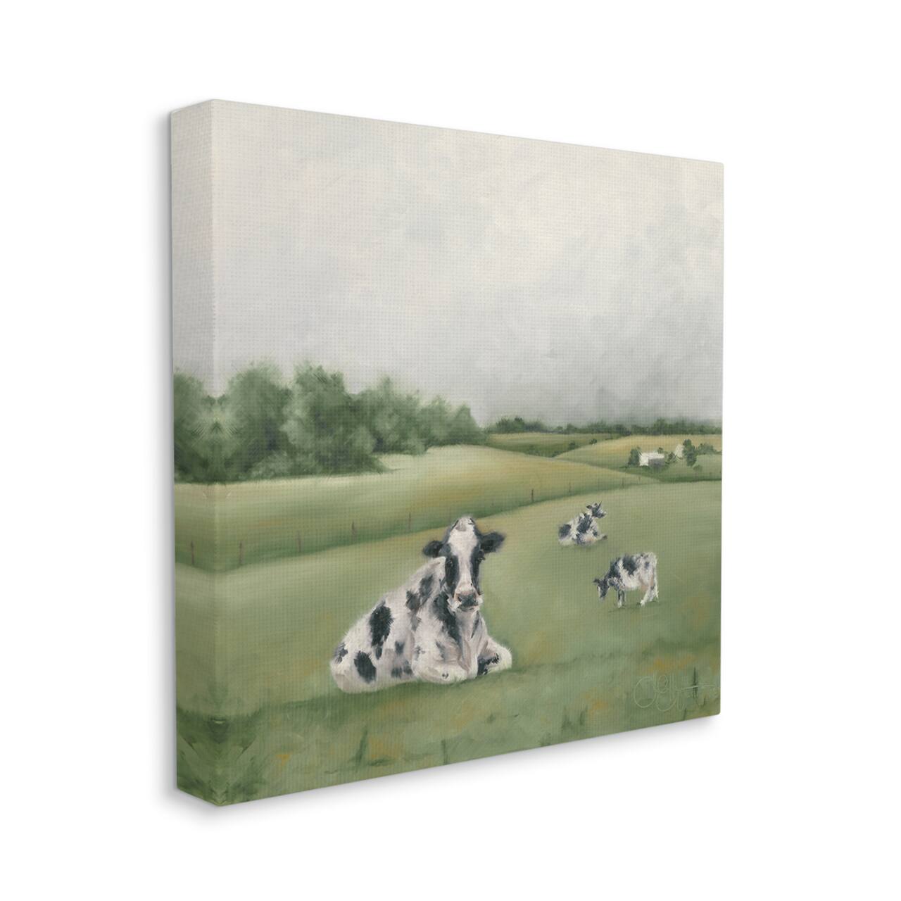 Stupell Industries Dairy Cows Grazing in Rolling Green Field Farms Canvas Wall Art